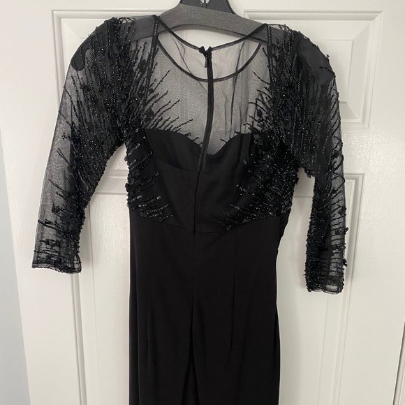 Black Sequin Mid Length David Meister Dress - Picture 2 of 4